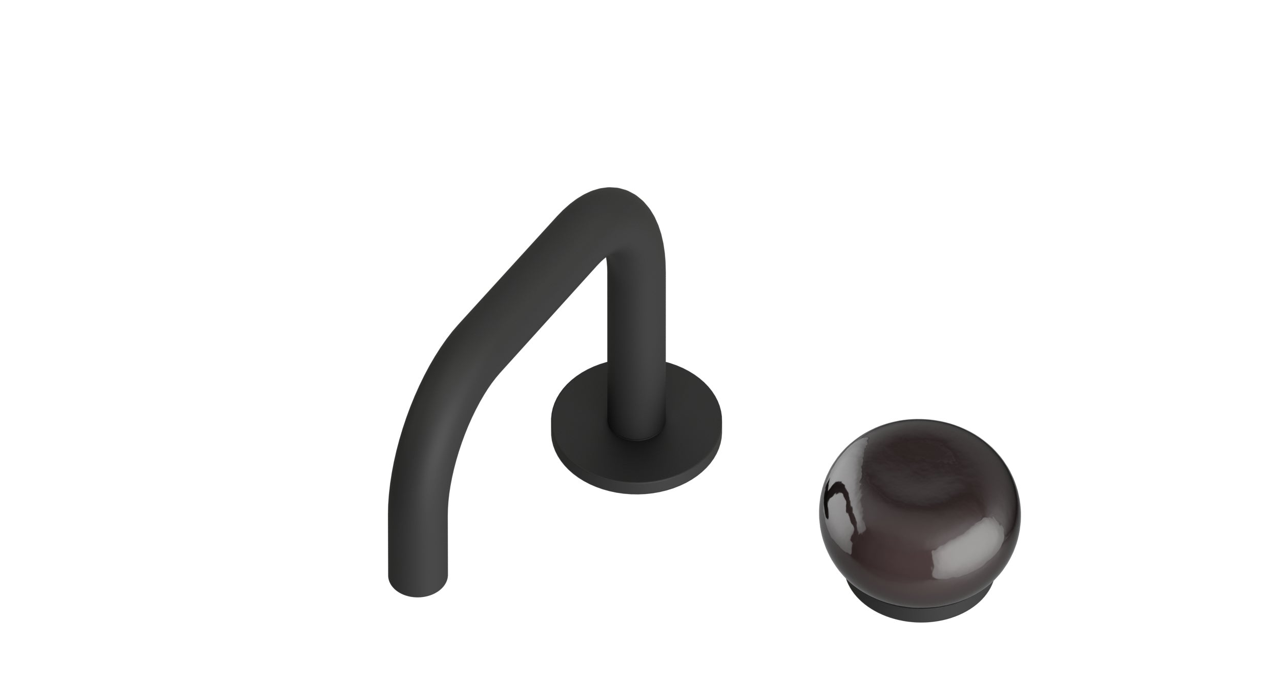 Foundry One Handle Deck Mount Squaretop Lavatory Faucet with Pebble Ceramic Knob Handle in Matte Black