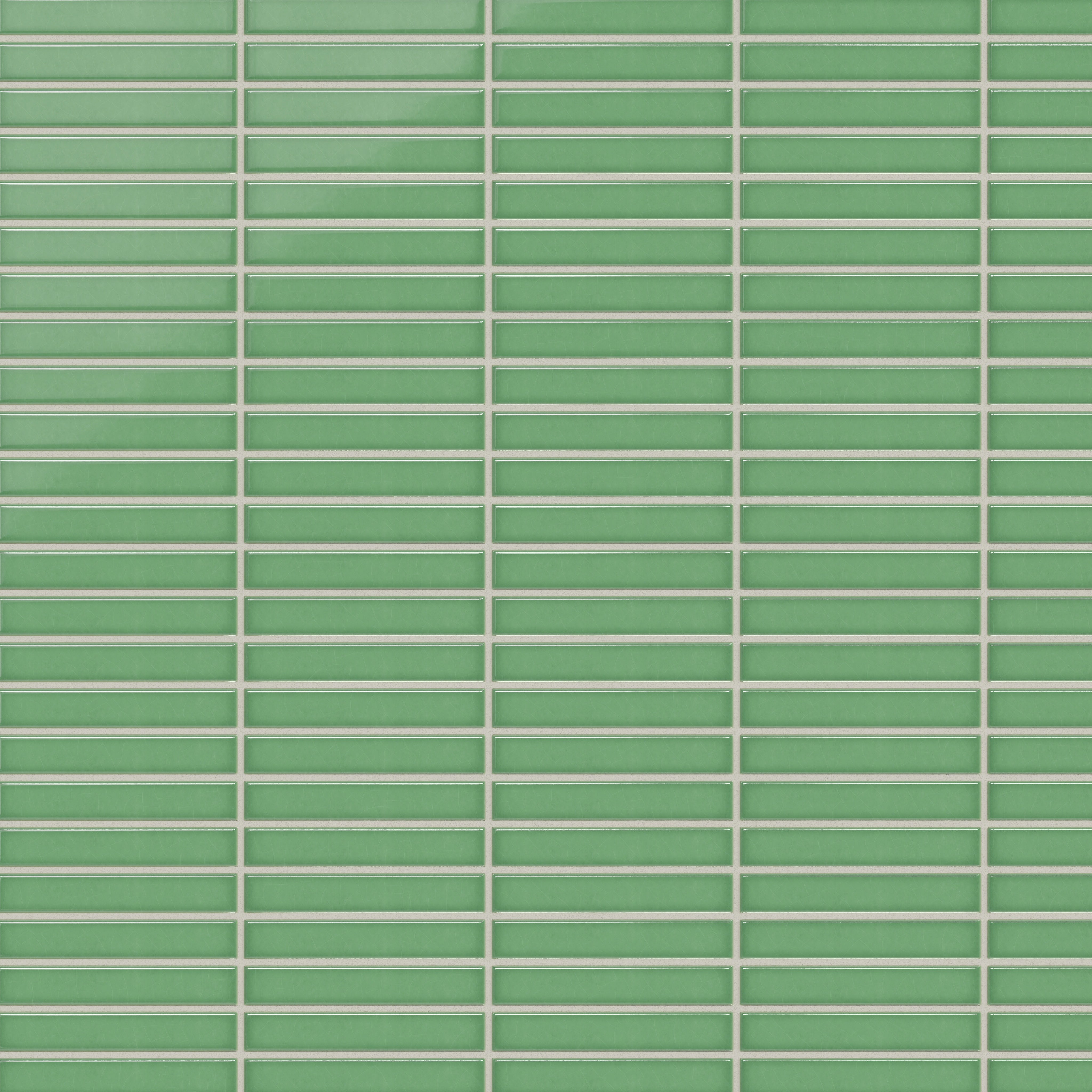 1x6 Straight Set Sheeted Original Ceramic Mosaic Tile in Sea Green Gloss