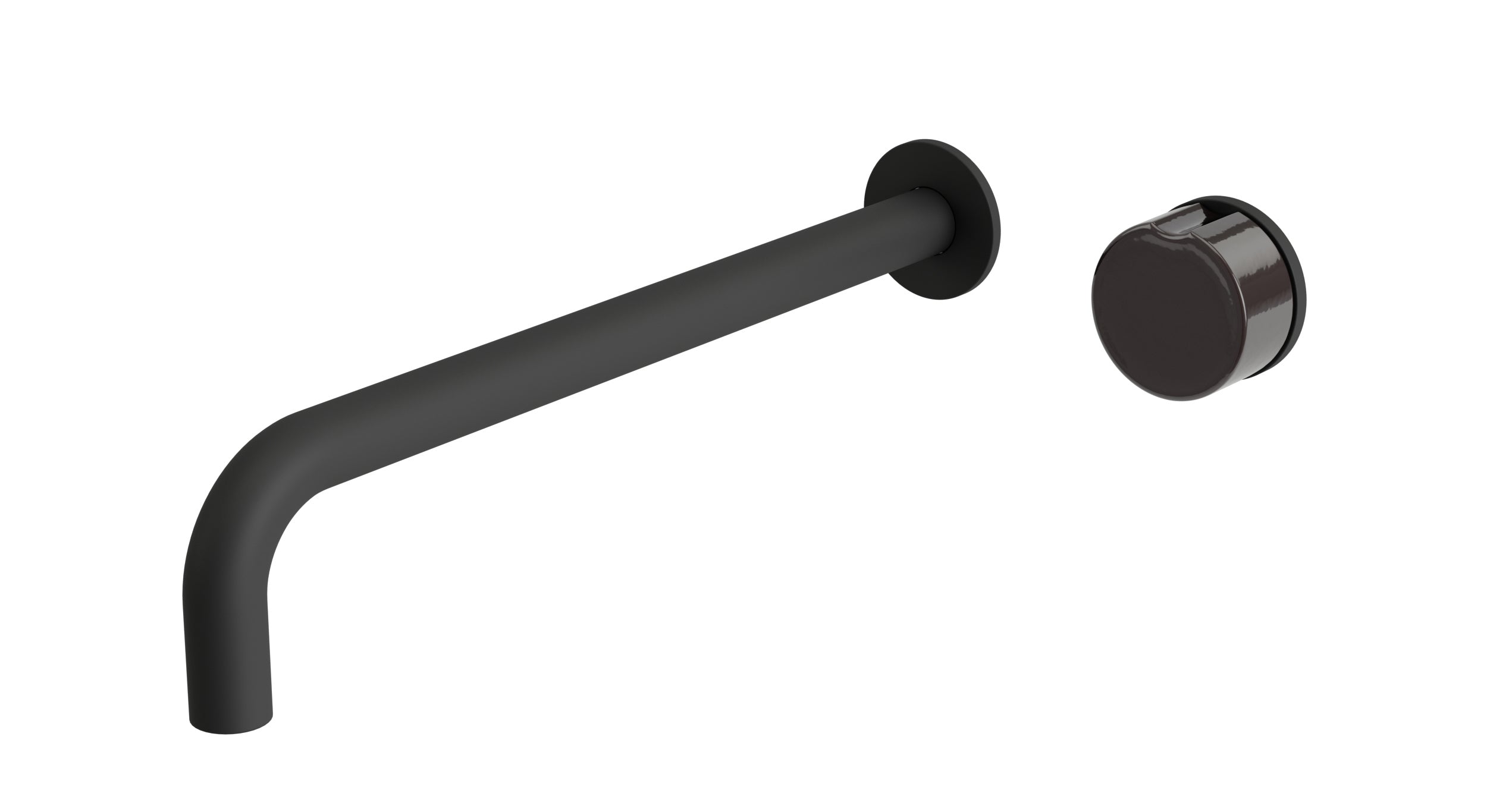 Foundry One Handle Wall Mount 12" Lavatory Faucet with Groove Ceramic Knob Handle in Matte Black
