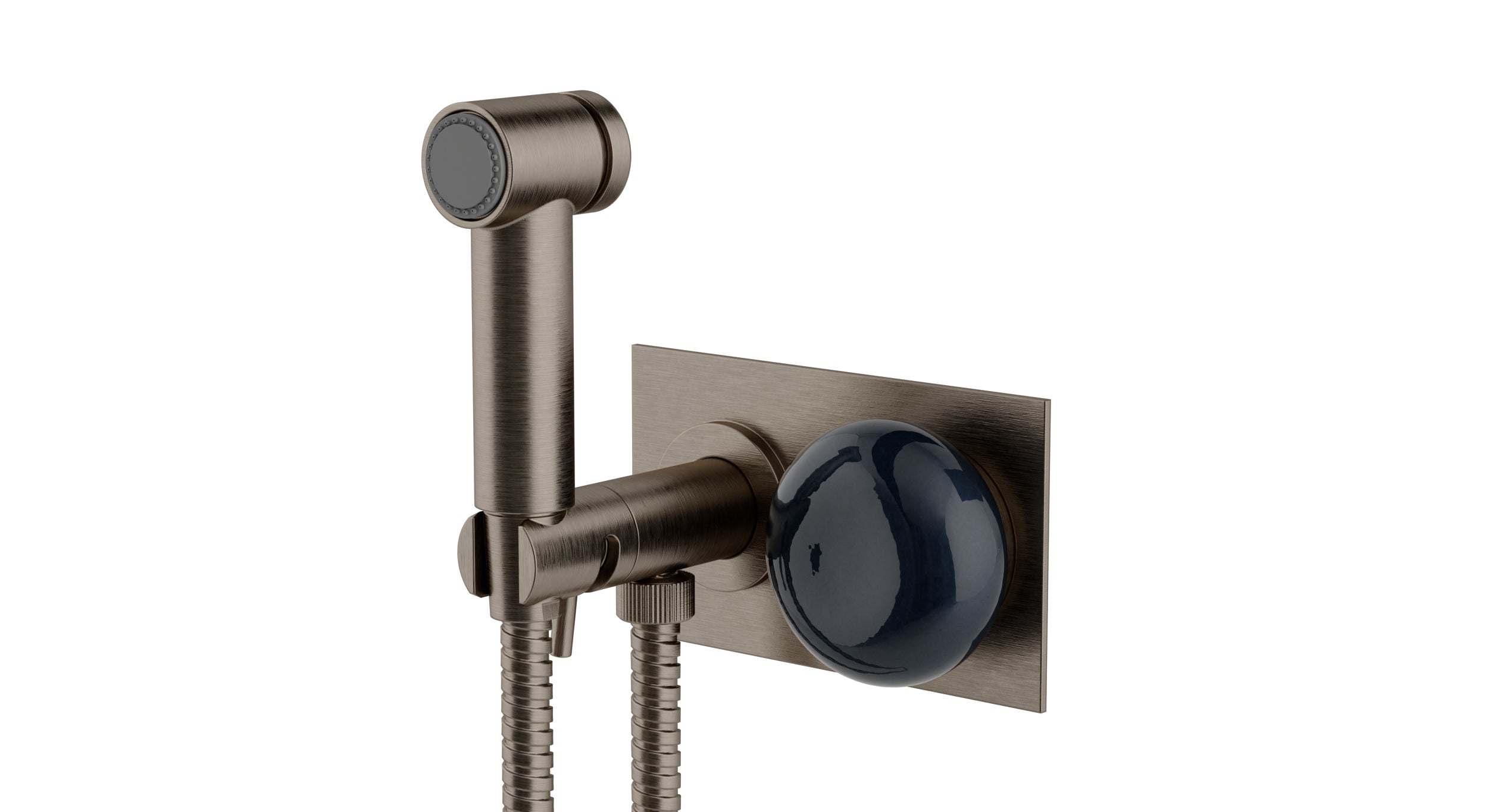 Foundry One Handle Wall Mount Bidet Trim with Pebble Ceramic Knob Handle in Antique Nickel