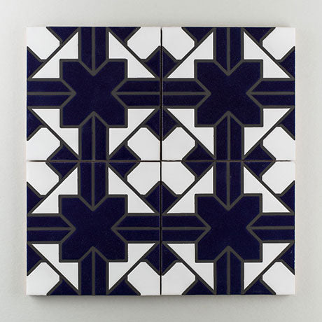 8x8 Handpainted Tile Kasbah Trellis in Cool Motif