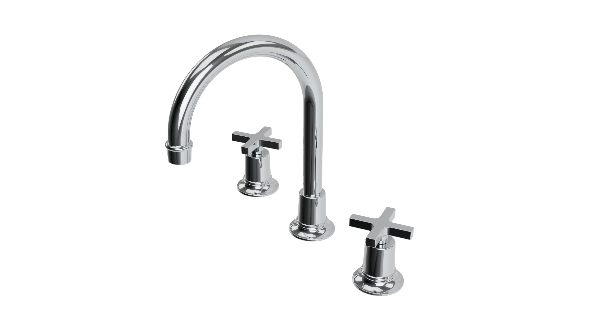 Emerson Two Handle Deck Mount Gooseneck Lavatory Faucet with Classic Cross Handles