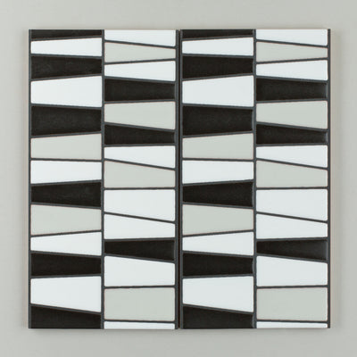 6x12 Handpainted Sample River Rock  in Black & White Motif