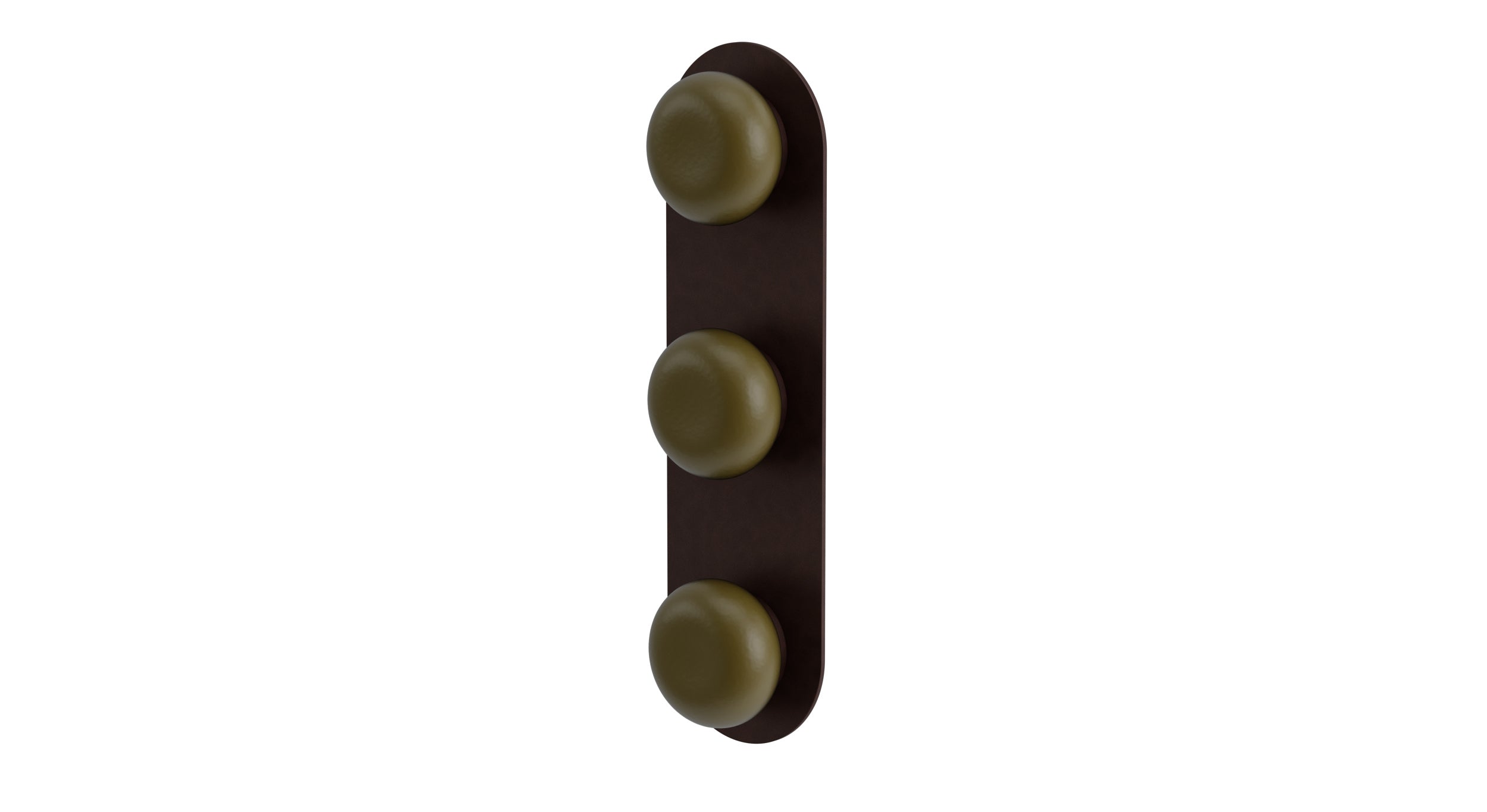 Foundry Three Handle Wall Mount Shower Trim with Pebble Ceramic Knob Handles in Architectural Copper
