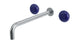 Foundry Two Handle Wall Mount 12" Lavatory Faucet with Pebble Ceramic Knob Handles in Satin Chrome