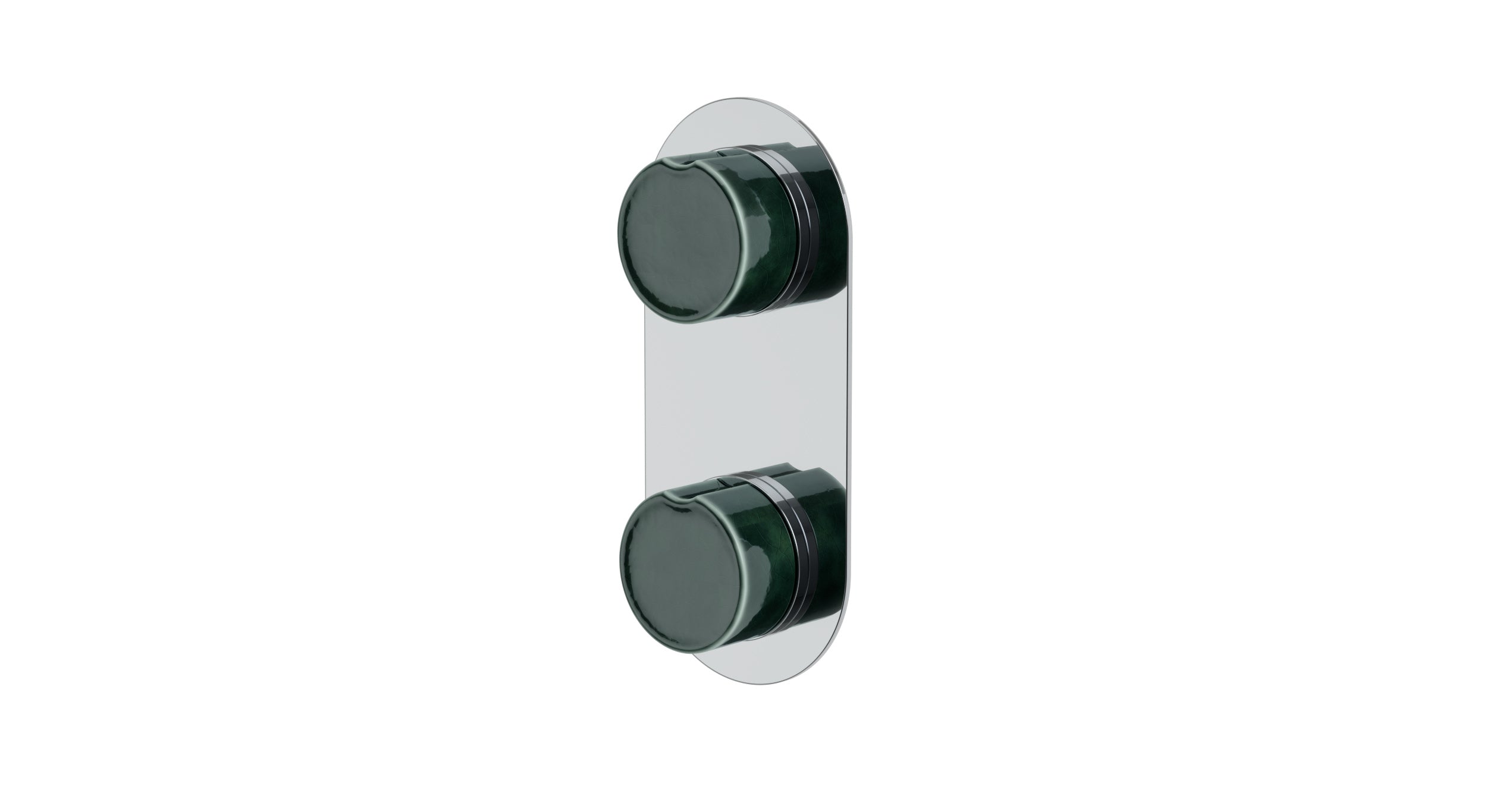 Foundry Two Handle Wall Mount Shower Trim with Groove Ceramic Knob Handles in Polished Chrome