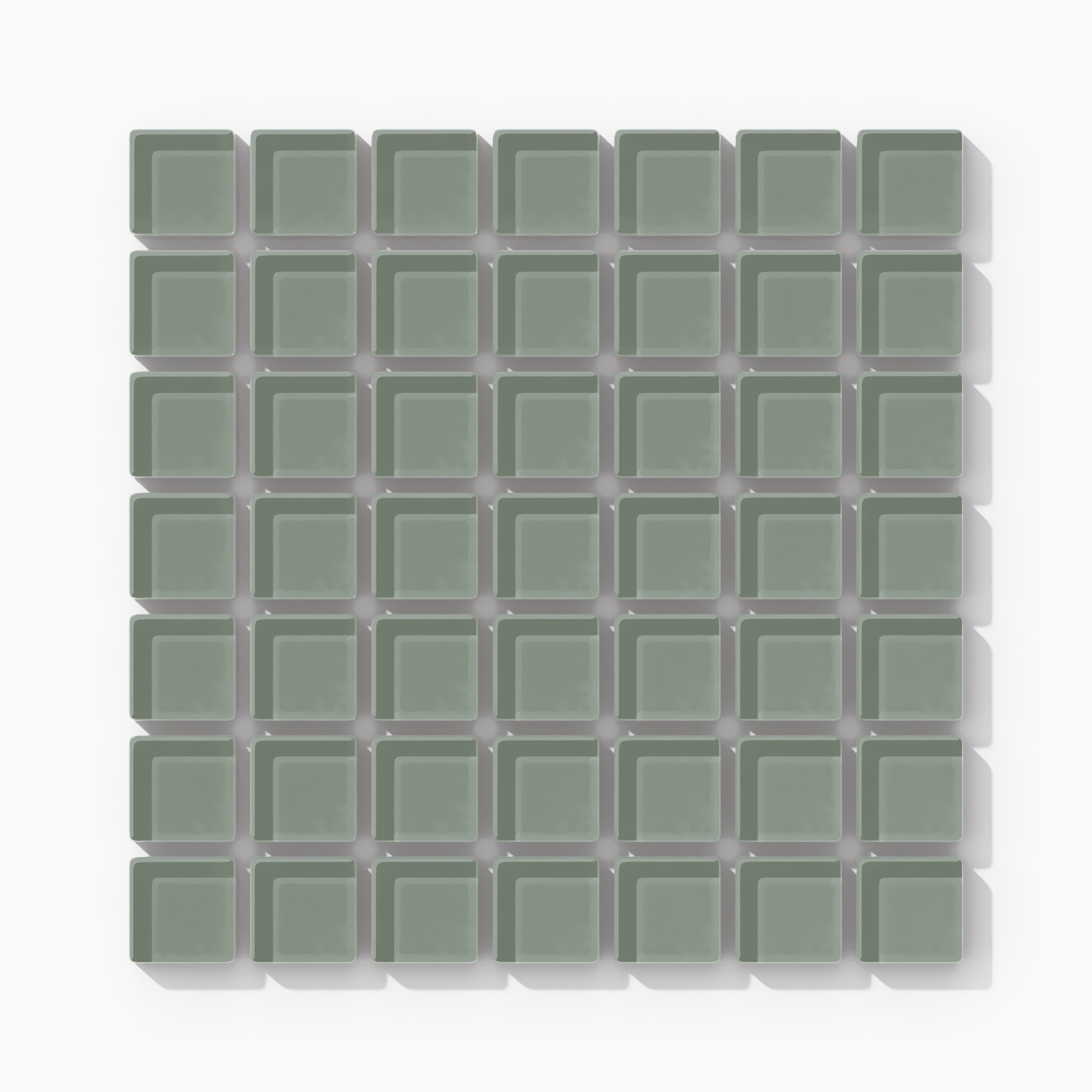 1x1 Straight Set Sheeted Glass Mosaic Tile in Hummingbird Gloss