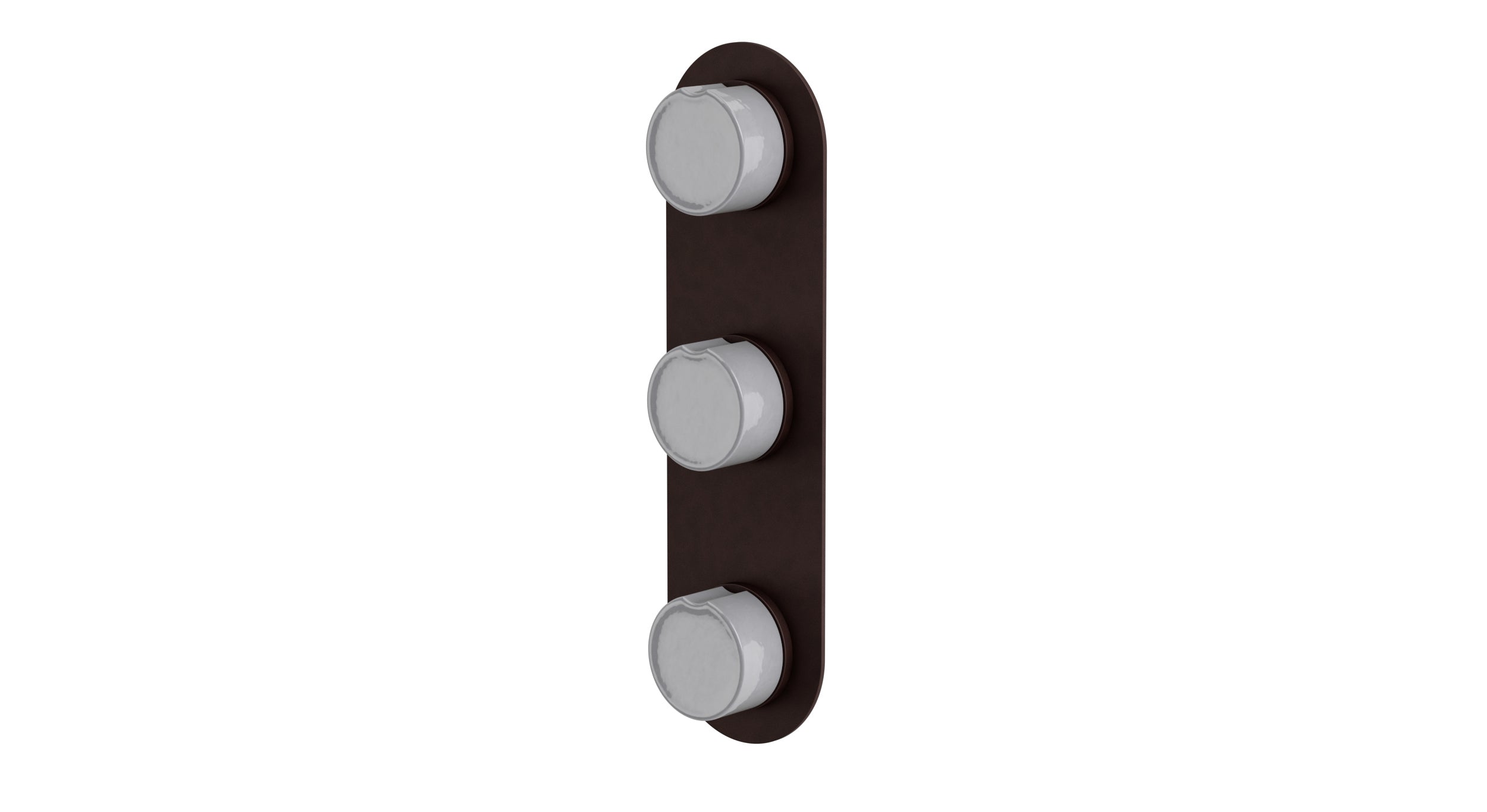 Foundry Three Handle Wall Mount Shower Trim with Groove Ceramic Knob Handles in Architectural Copper