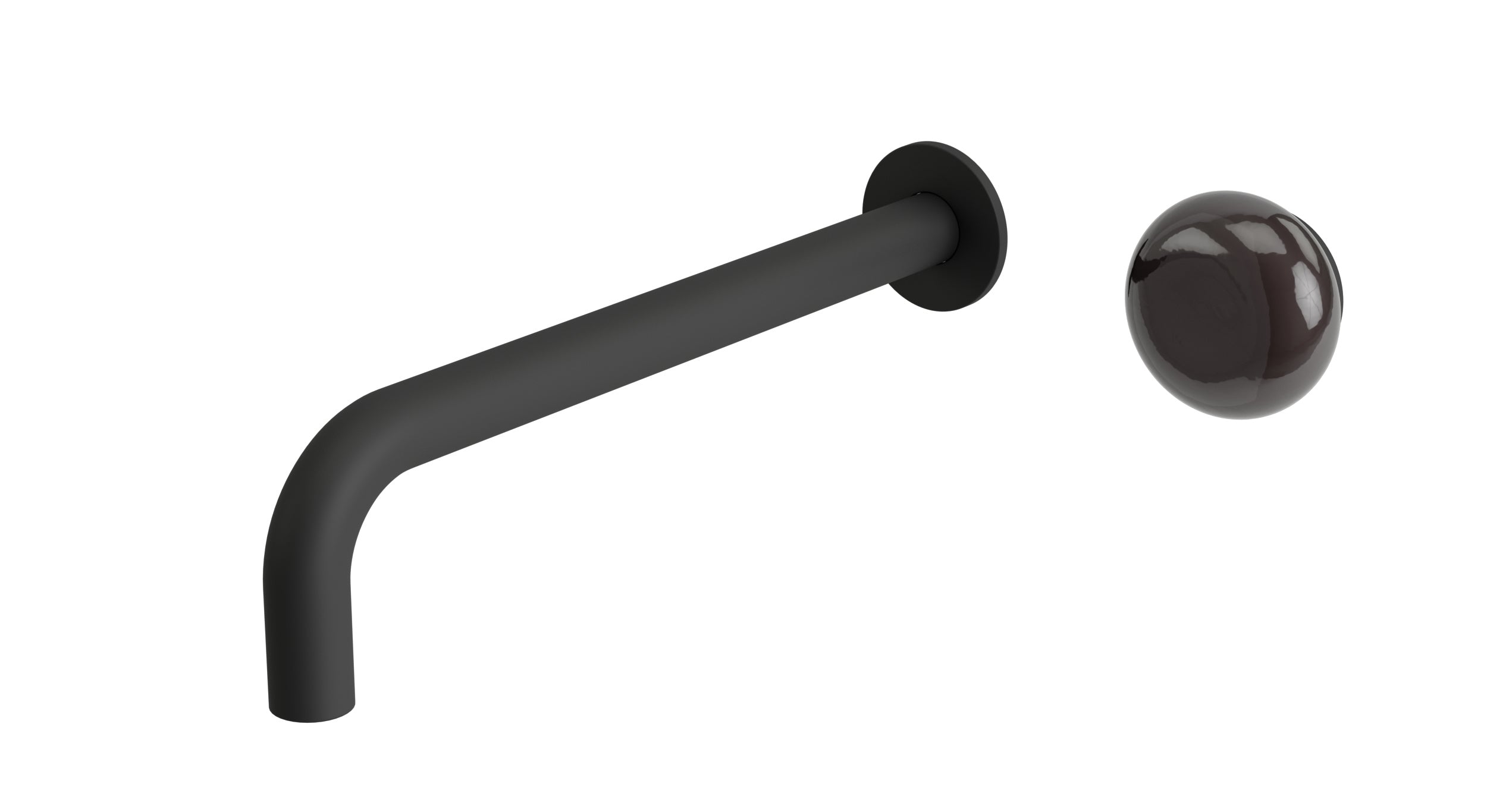 Foundry One Handle Wall Mount 10" Lavatory Faucet with Pebble Ceramic Knob Handle in Matte Black
