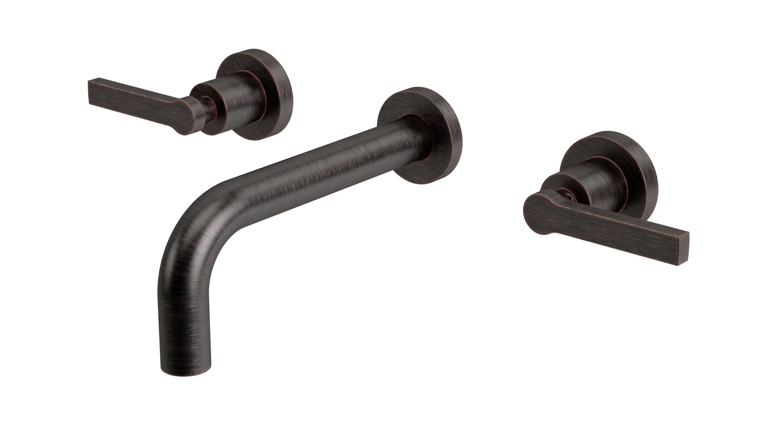 Flatiron Two Handle Wall Mount 7.5" Lavatory Faucet with Linear Lever Handles in Antique Bronze
