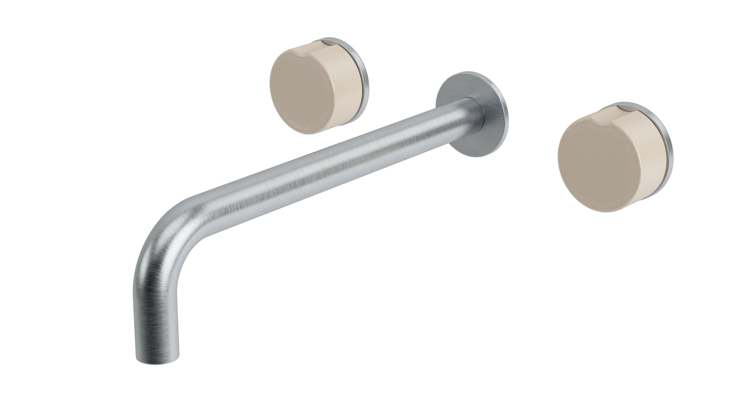 Foundry Two Handle Wall Mount 10" Lavatory Faucet with Groove Ceramic Knob Handles in Satin Chrome