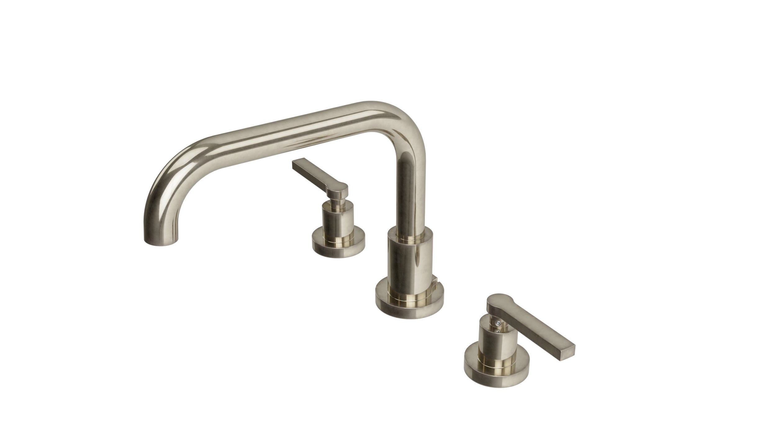 Flatiron Two Handle Deck Mount Squaretop Bath Trim with Linear Lever Handles in French Nickel