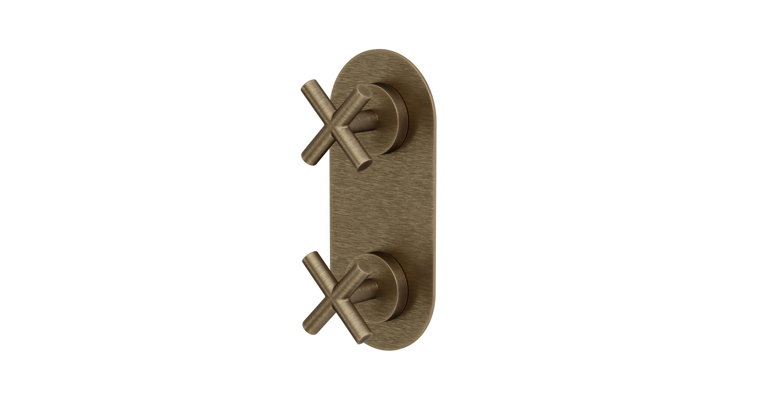 Contour Two Handle Wall Mount Shower Trim with Soft Cross Handles in Antique Brass