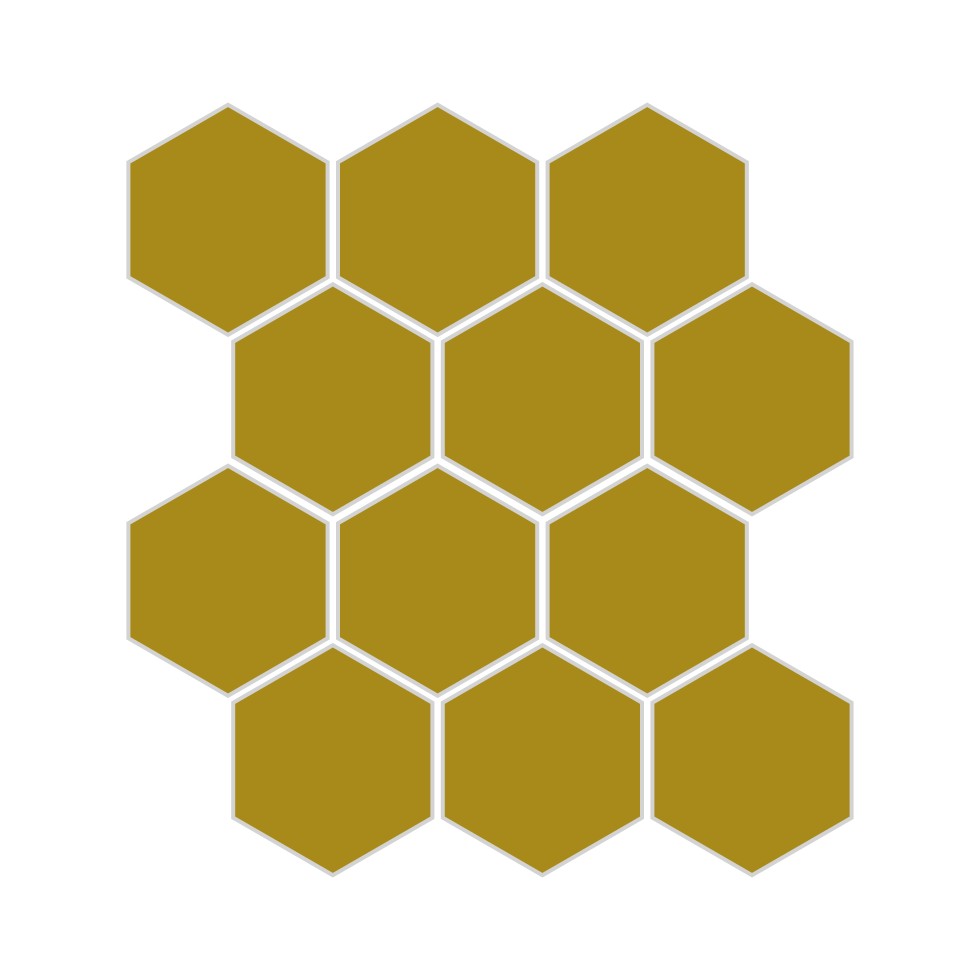 3" Hexagon Sheeted Original Ceramic Mosaic Tile in Mustard Seed Gloss