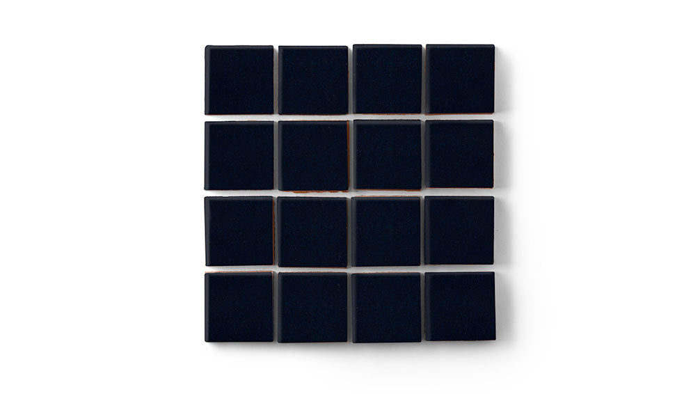 2x2 Straight Set Sheeted Original Ceramic Mosaic Tile in Navy Blue Gloss