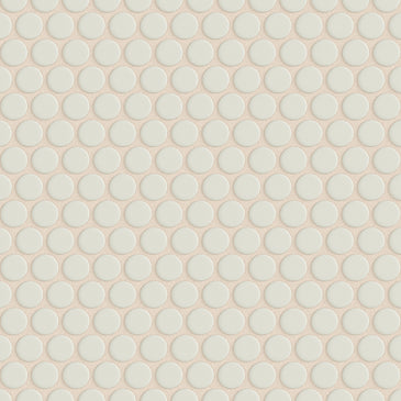 Penny Round Sheeted Original Ceramic Mosaic Tile in Limewash Matte