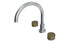 Foundry Two Handle Deck Mount Gooseneck Bath Trim with Groove Ceramic Knob Handles in Satin Chrome