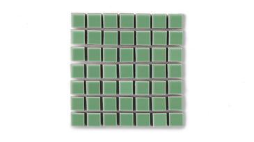 1x1 Straight Set Sheeted Original Ceramic Mosaic Tile in Sea Green Gloss