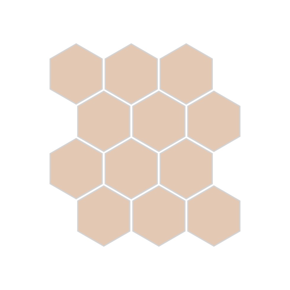 2" Hexagon Sheeted Original Ceramic Mosaic Tile in Tumbleweed Gloss