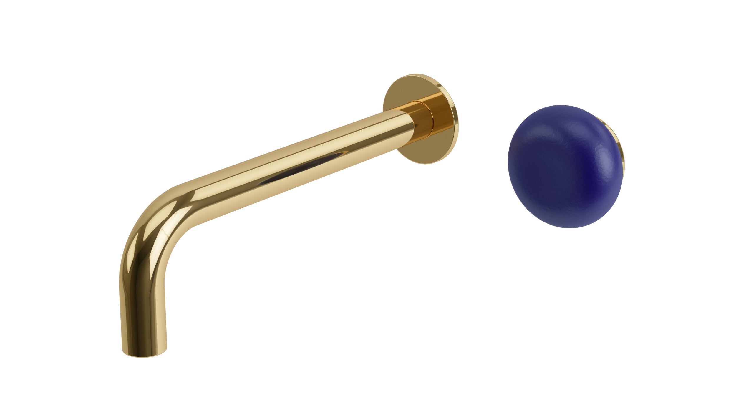 Foundry One Handle Wall Mount 7.5" Lavatory Faucet with Pebble Ceramic Knob Handle in Polished Brass