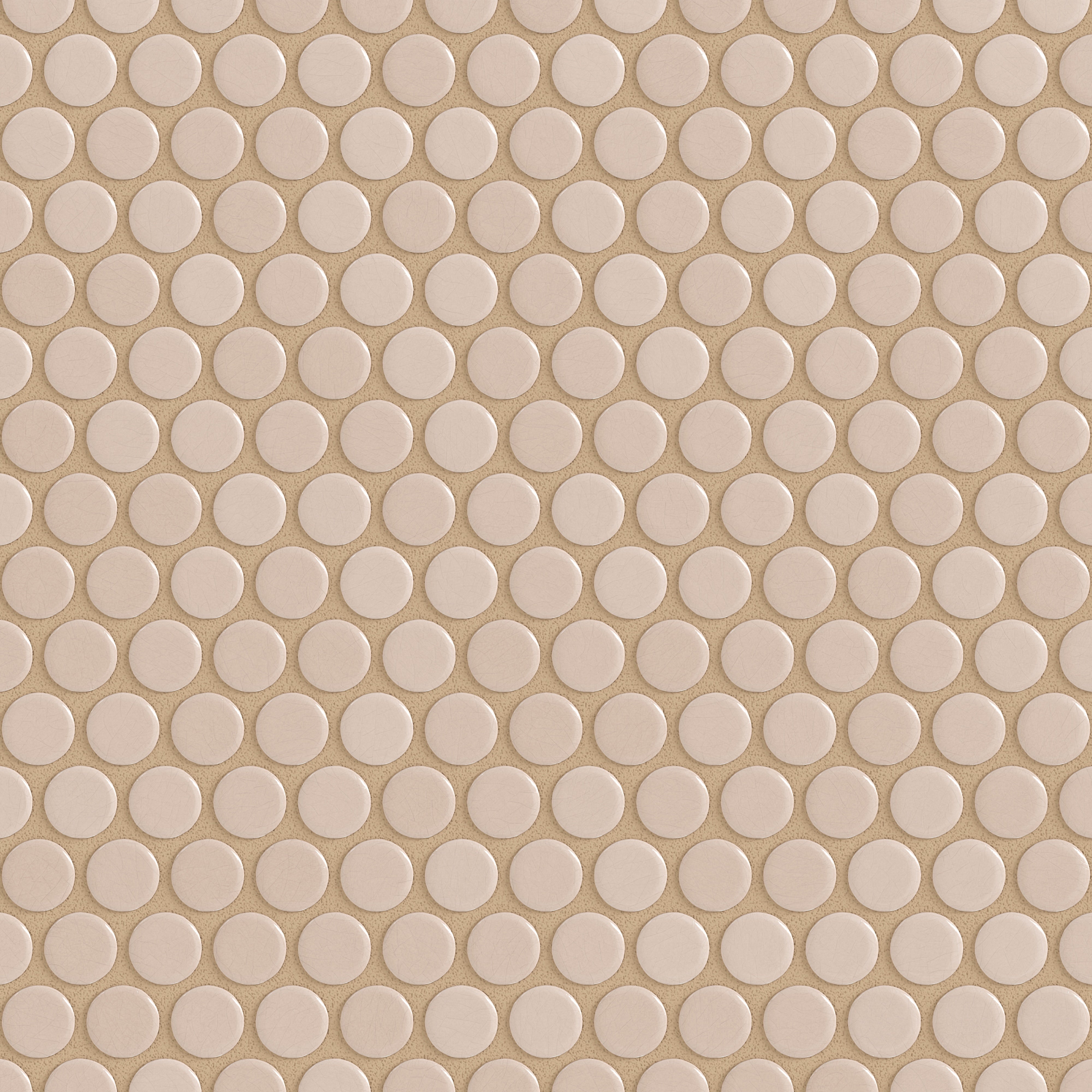 Penny Round Sheeted Original Ceramic Mosaic Tile in Sand Dune Gloss