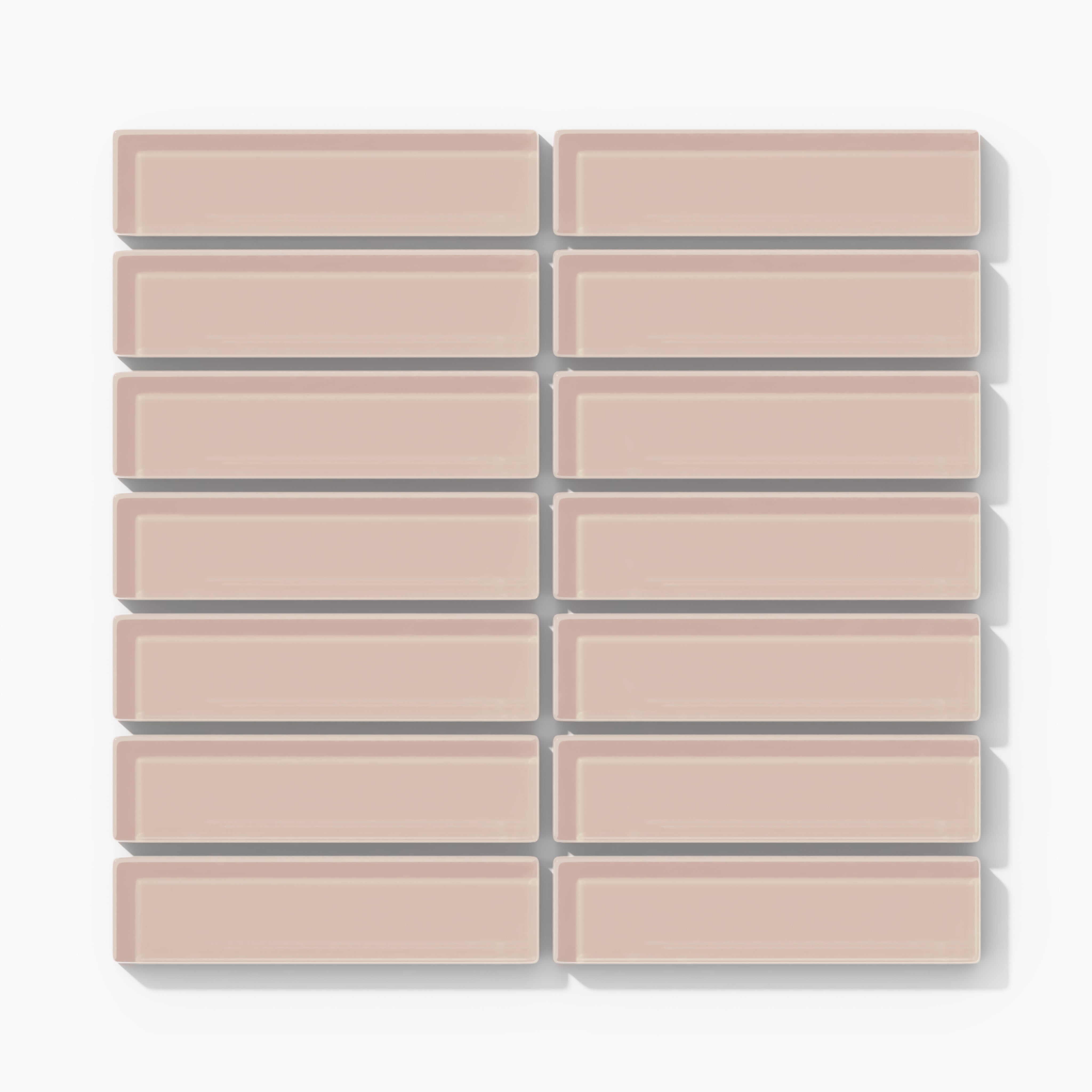 1x4 Straight Set Sheeted Glass Mosaic Tile in Rosy Finch Gloss