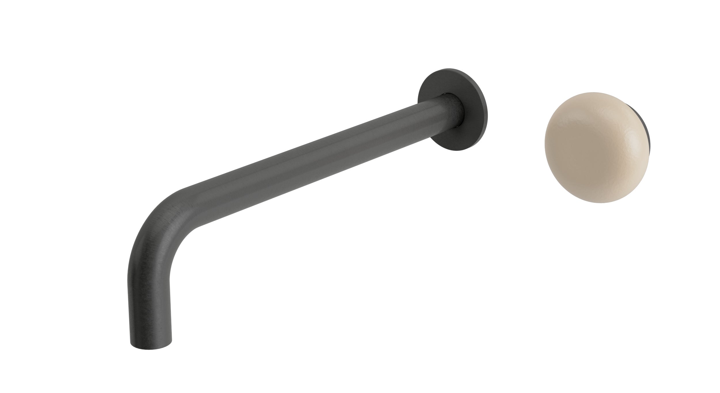 Foundry One Handle Wall Mount 10" Lavatory Faucet with Pebble Ceramic Knob Handle in Blackened Nickel