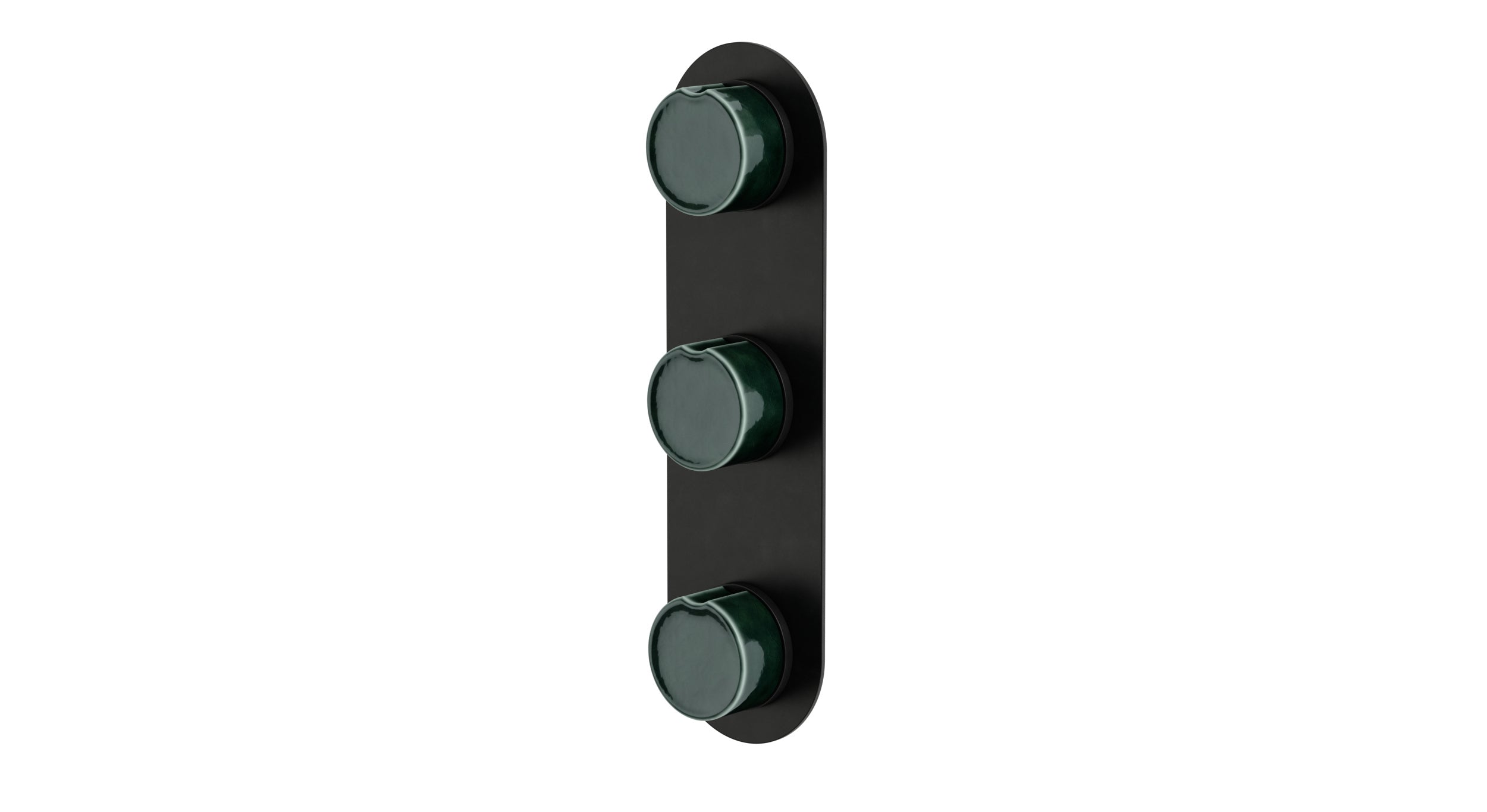 Foundry Three Handle Wall Mount Shower Trim with Groove Ceramic Knob Handles in Oil Rubbed Bronze