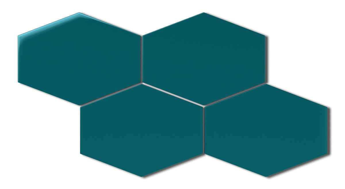 Maya Blue Elongated Hexagon Gloss Natural Press Ceramic Tile