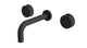 Foundry Two Handle Wall Mount 7.5" Lavatory Faucet with Barrel Knob Handles in Matte Black