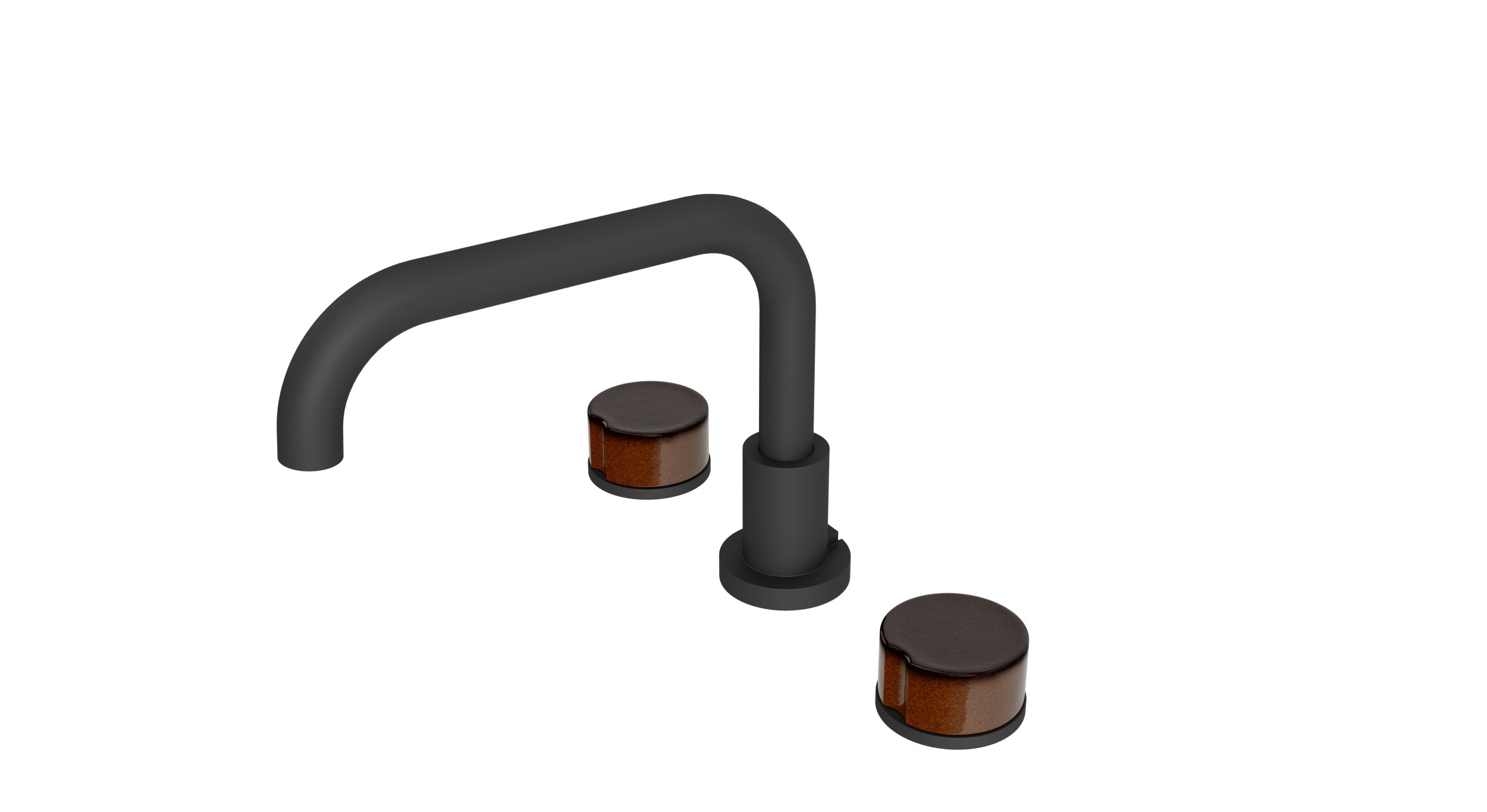 Foundry Two Handle Deck Mount Squaretop Bath Trim with Groove Ceramic Knob Handles in Matte Black