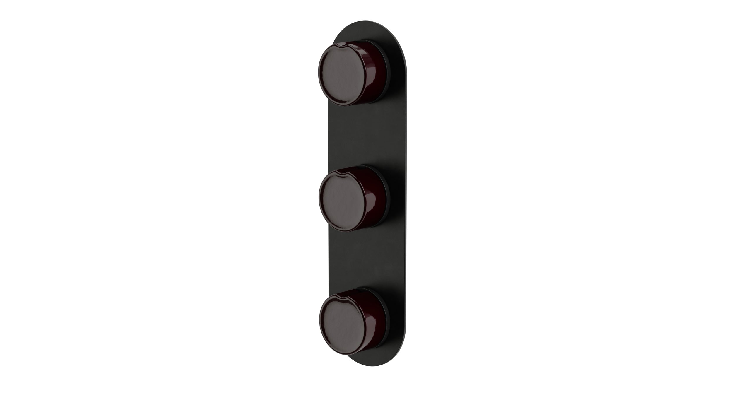 Foundry Three Handle Wall Mount Shower Trim with Groove Ceramic Knob Handles in Oil Rubbed Bronze