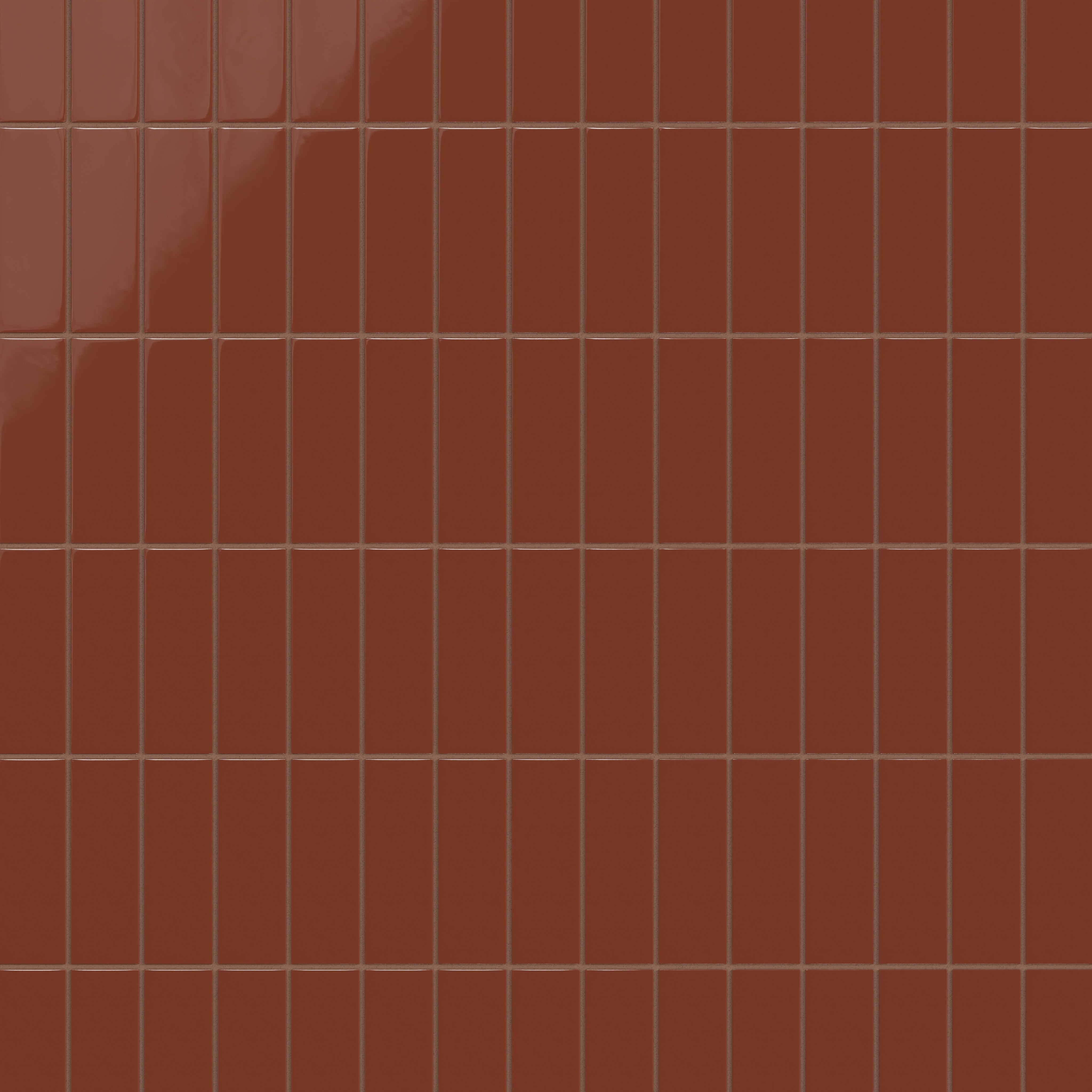 2x6 Natural Press Ceramic Tile in Red Iron Oxide Gloss