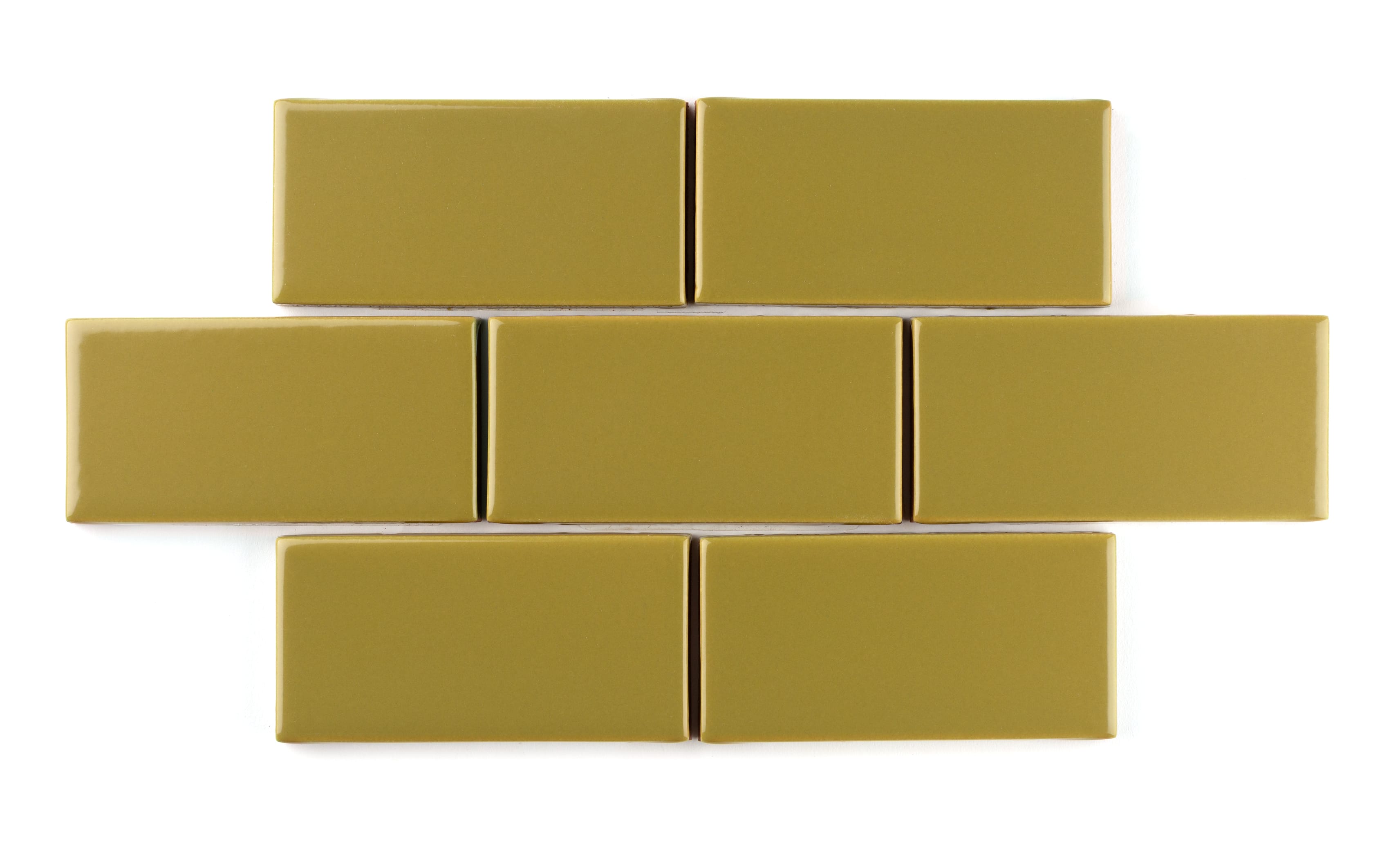 2x2 Straight Set Sheeted Original Ceramic Mosaic Tile in Mustard Seed Gloss