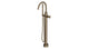 Flatiron One Handle Floor Mount Gooseneck Bath Trim with Hand Shower and Linear Cross Handle in Antique Brass