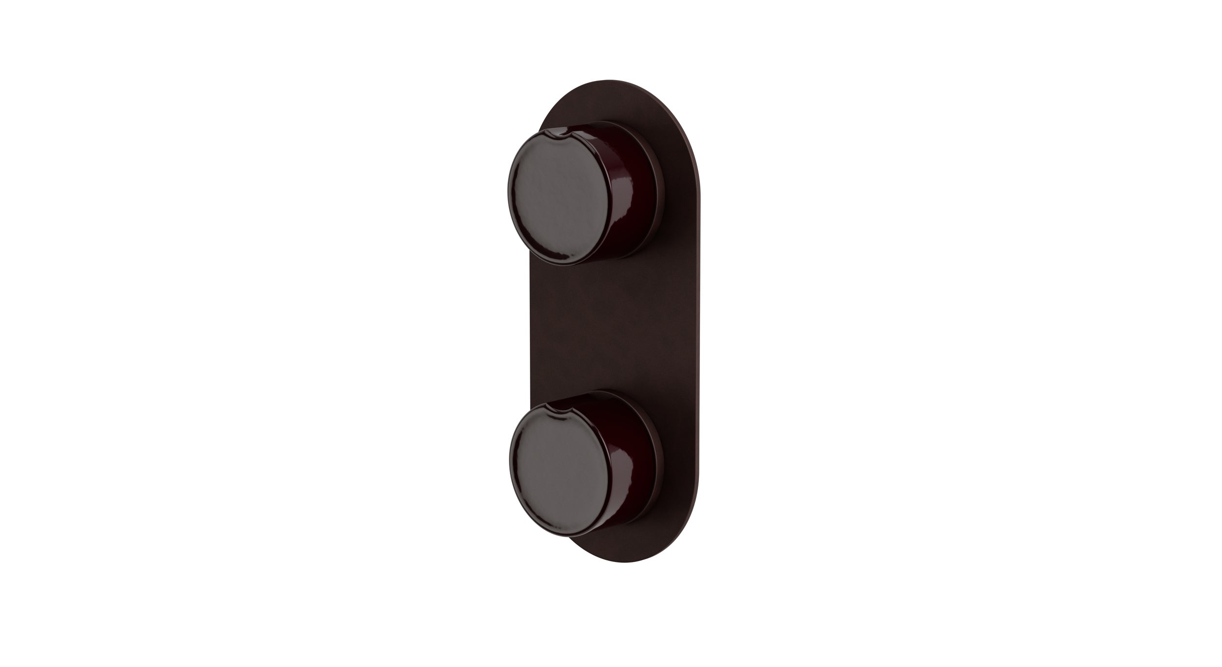 Foundry Two Handle Wall Mount Shower Trim with Groove Ceramic Knob Handles in Architectural Copper