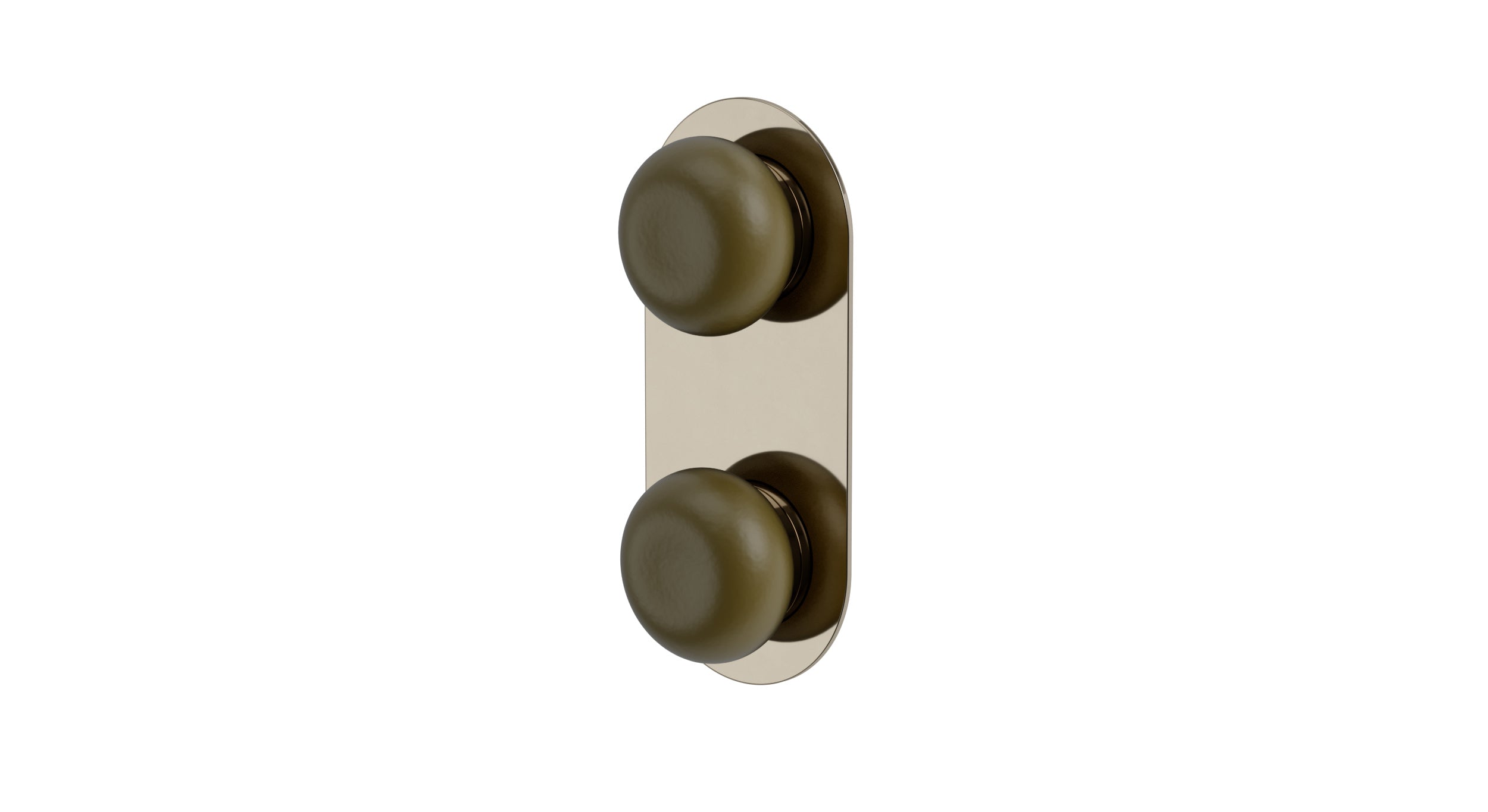 Foundry Two Handle Wall Mount Shower Trim with Pebble Ceramic Knob Handles in Polished Nickel