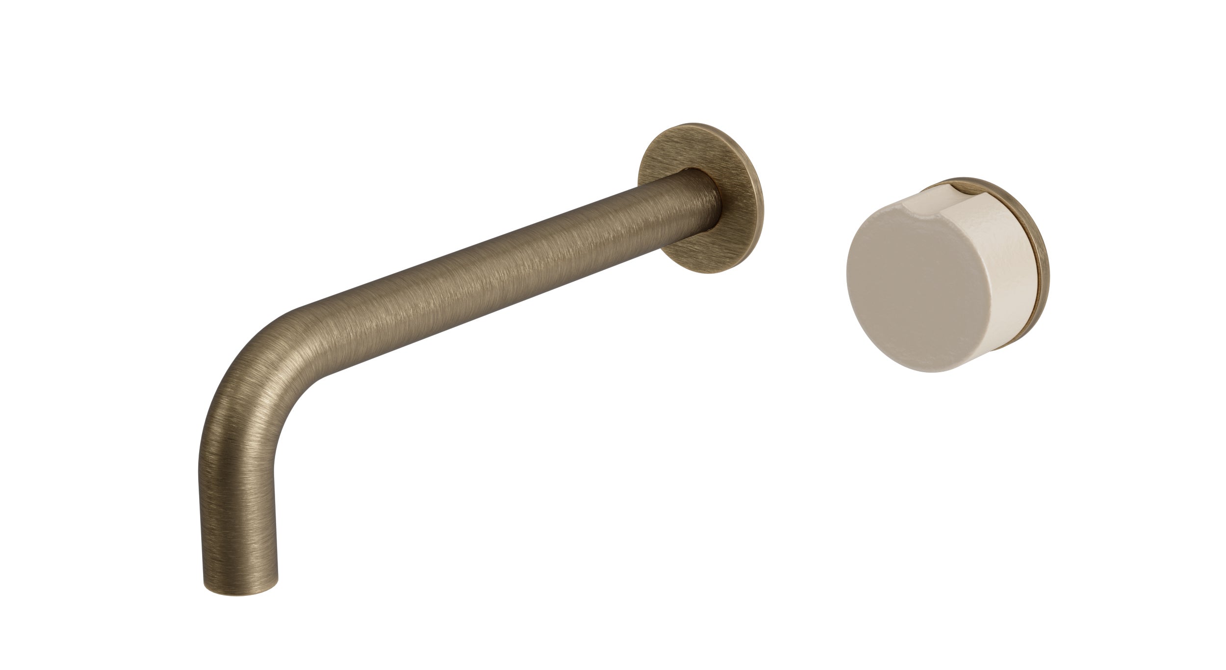 Foundry One Handle Wall Mount 7.5" Lavatory Faucet with Groove Ceramic Knob Handle in Antique Brass
