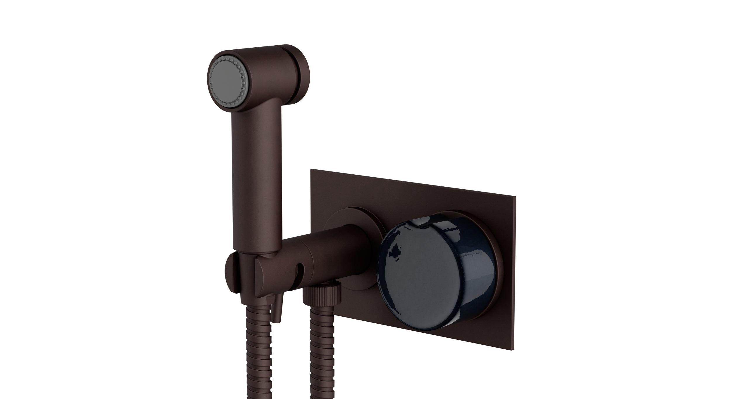 Foundry One Handle Wall Mount Bidet Trim with Groove Ceramic Knob Handle in Architectural Copper