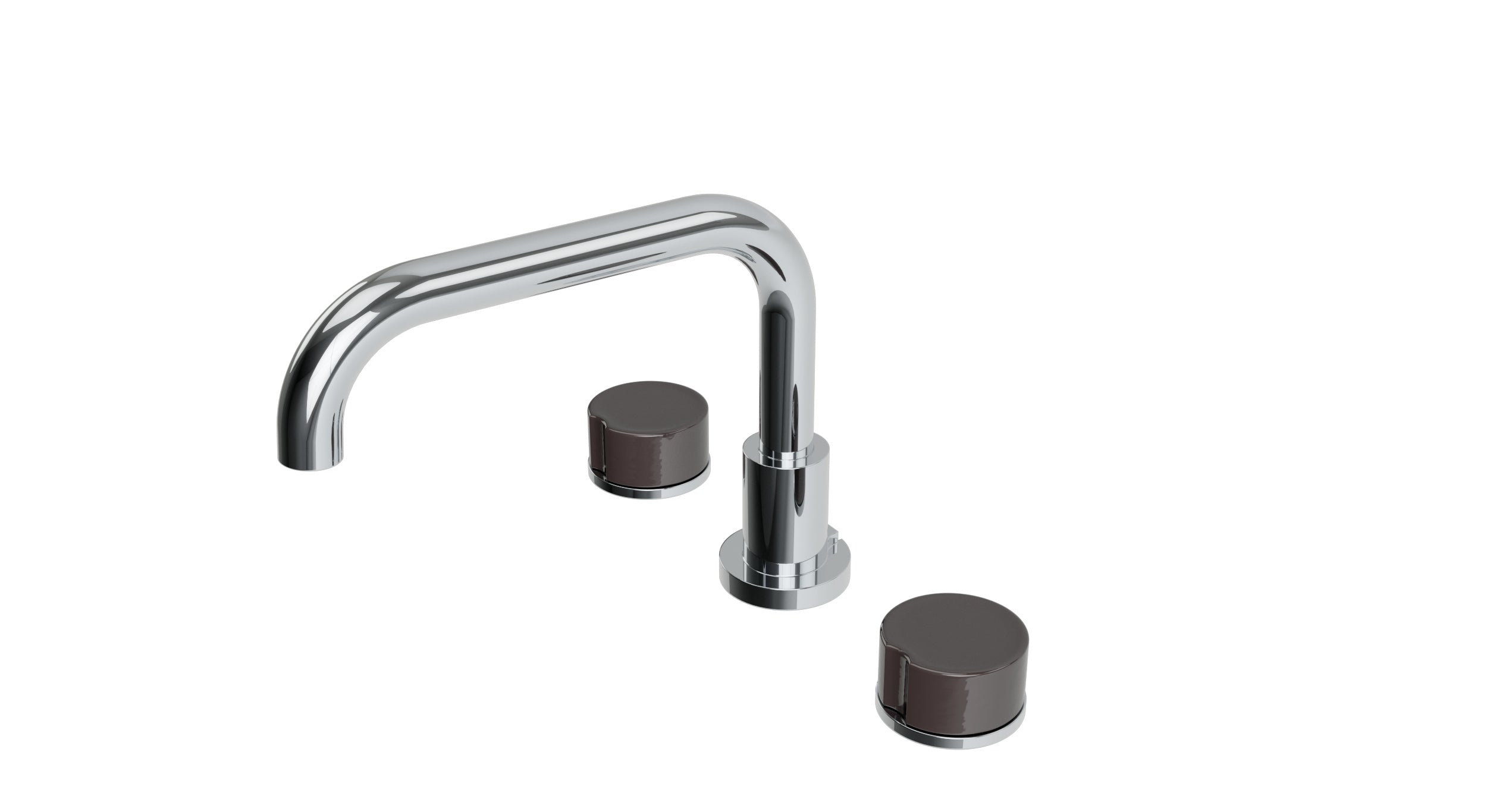 Foundry Two Handle Deck Mount Squaretop Bath Trim with Groove Ceramic Knob Handles in Polished Chrome