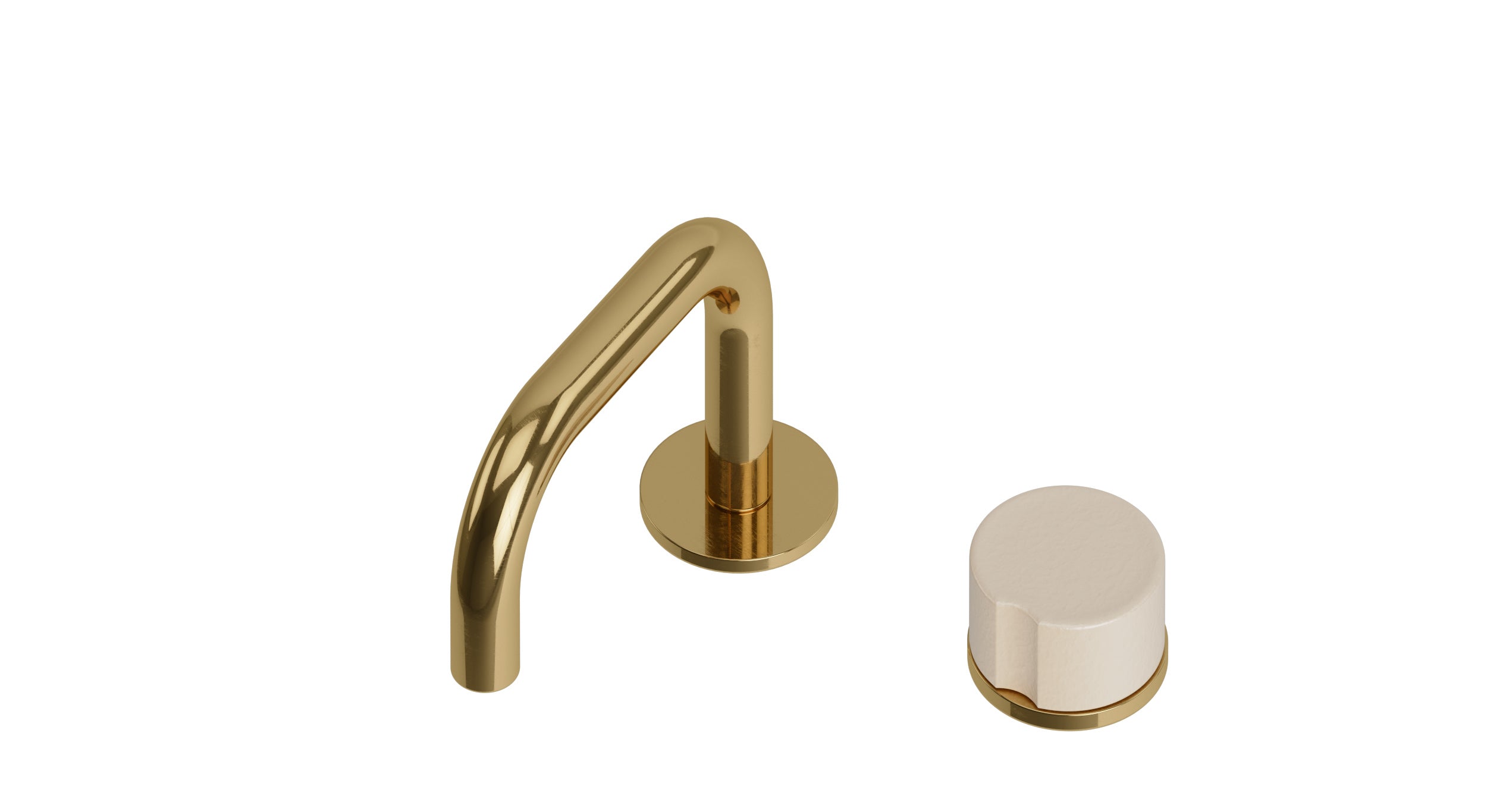 Foundry One Handle Deck Mount Squaretop Lavatory Faucet with Groove Ceramic Knob Handle in Uncoated Polished Brass
