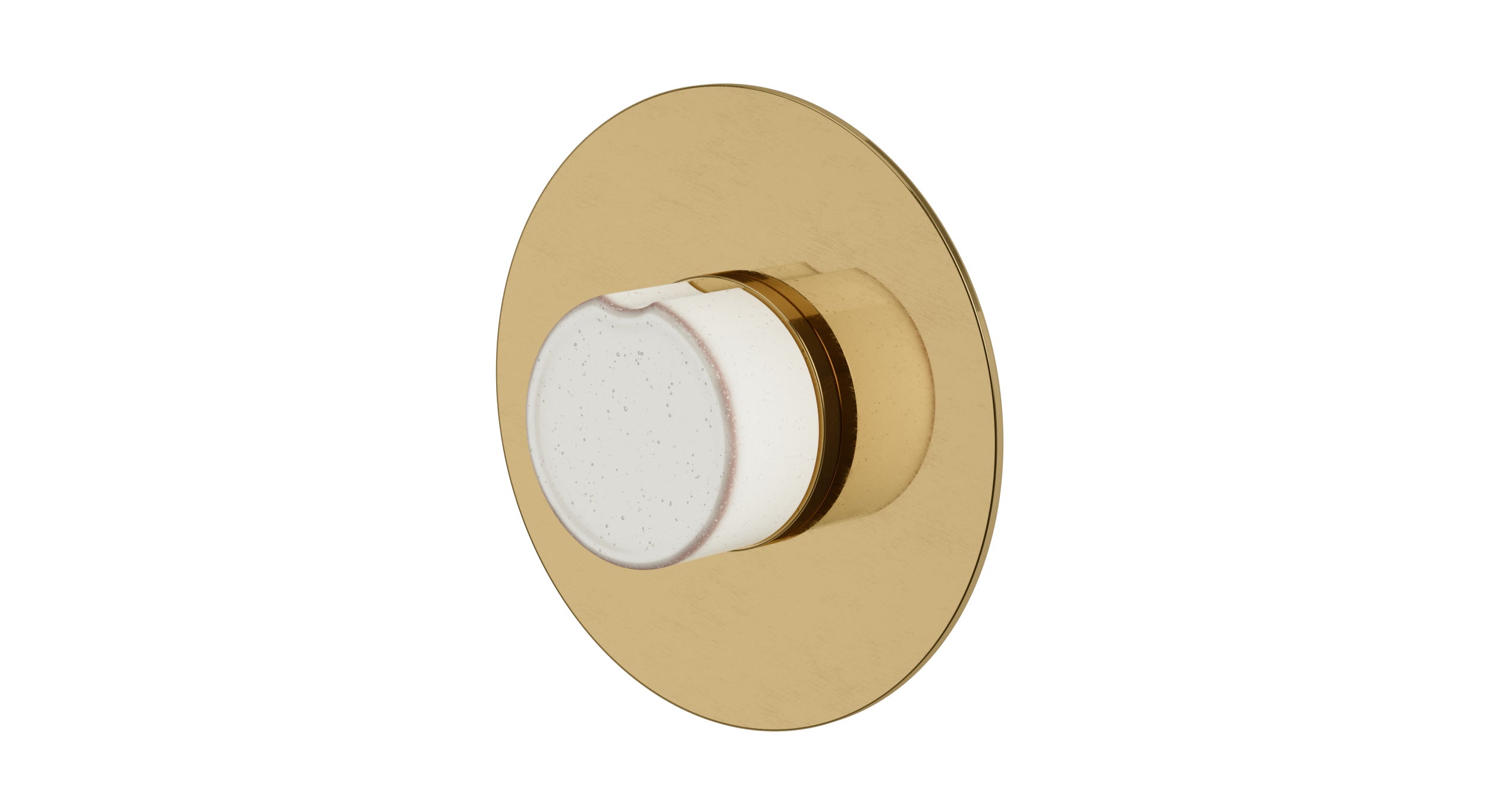 Foundry One Handle Wall Mount Shower Trim with Groove Ceramic Knob Handle in Uncoated Polished Brass