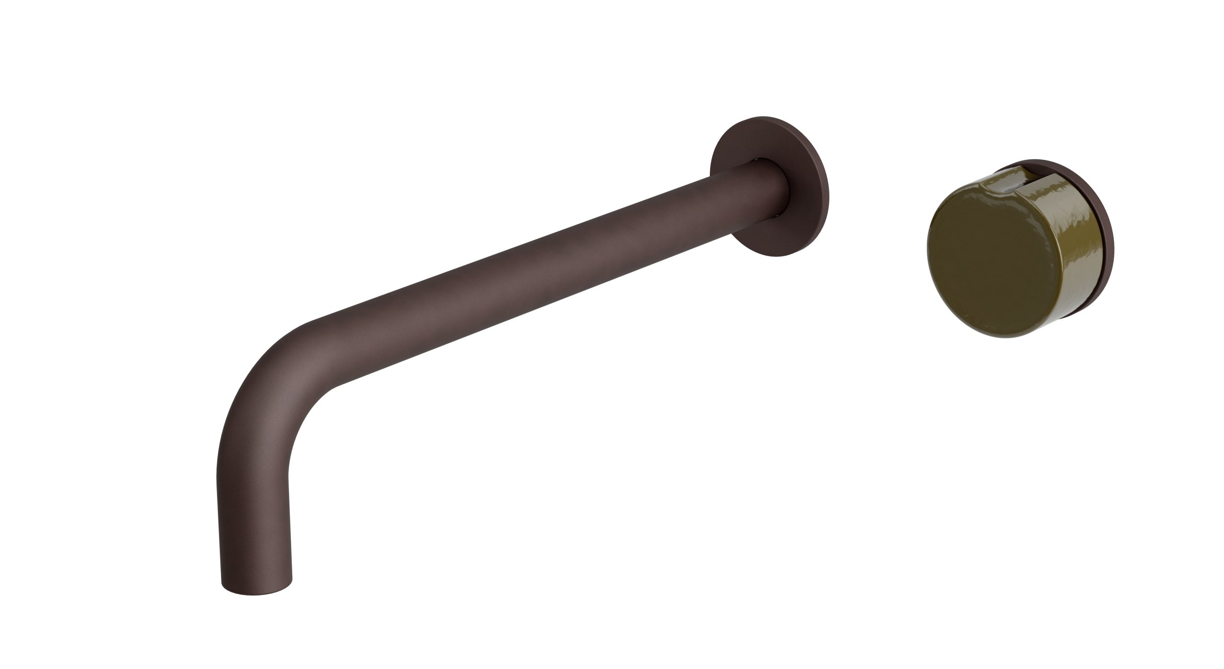 Foundry One Handle Wall Mount 10" Lavatory Faucet with Groove Ceramic Knob Handle in Architectural Copper