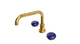 Foundry Two Handle Deck Mount Squaretop Bath Trim with Pebble Ceramic Knob Handles in French Brass