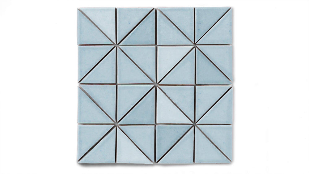 3" Triangle Sheeted - Quadrant Original Ceramic Mosaic Tile in Crater Lake Gloss