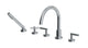 Contour Three Handle Deck Mount Gooseneck Bath Trim with Hand Shower and Soft Cross/Soft Lever Handles in Satin Chrome
