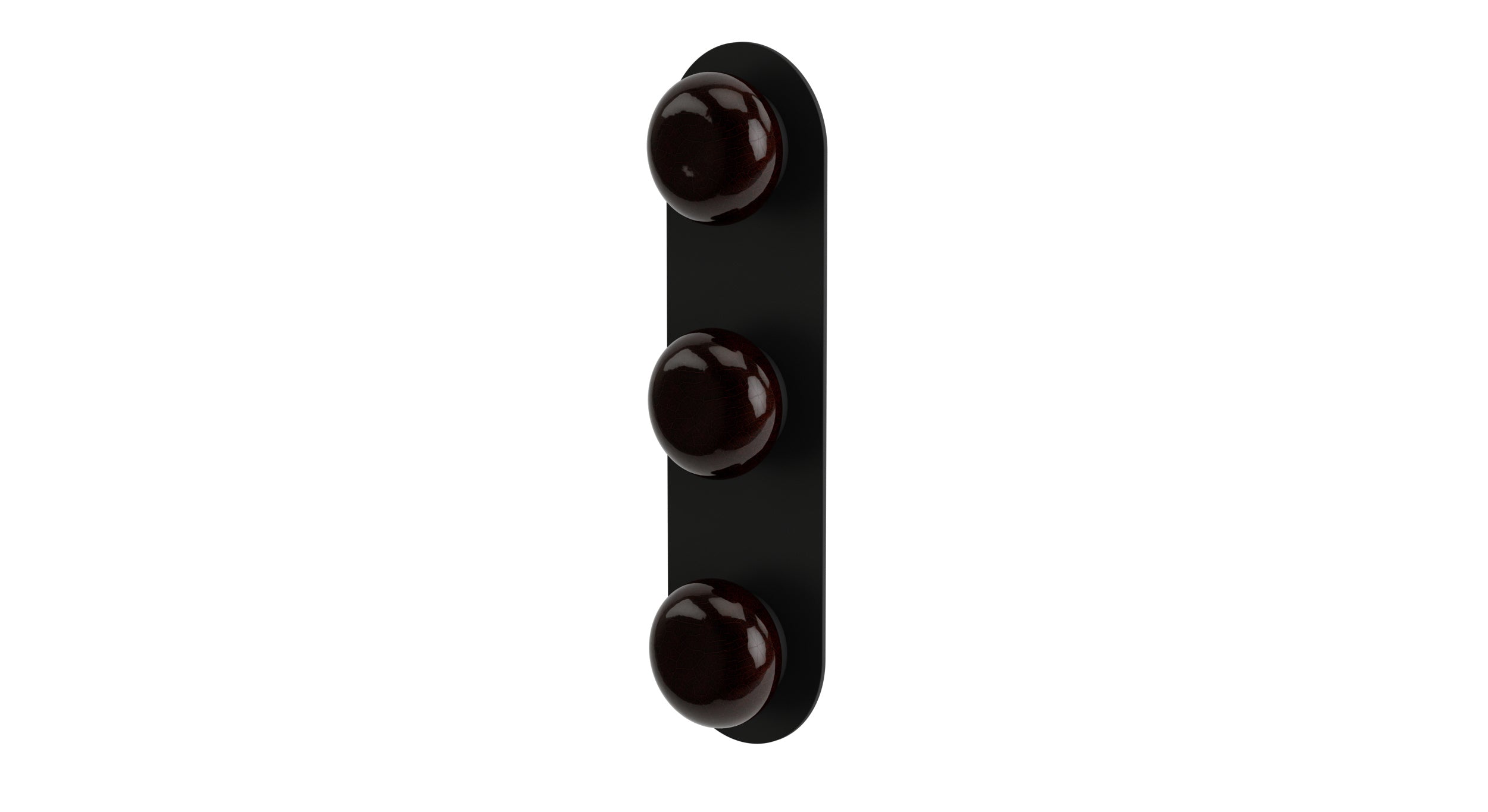 Foundry Three Handle Wall Mount Shower Trim with Pebble Ceramic Knob Handles in Matte Black