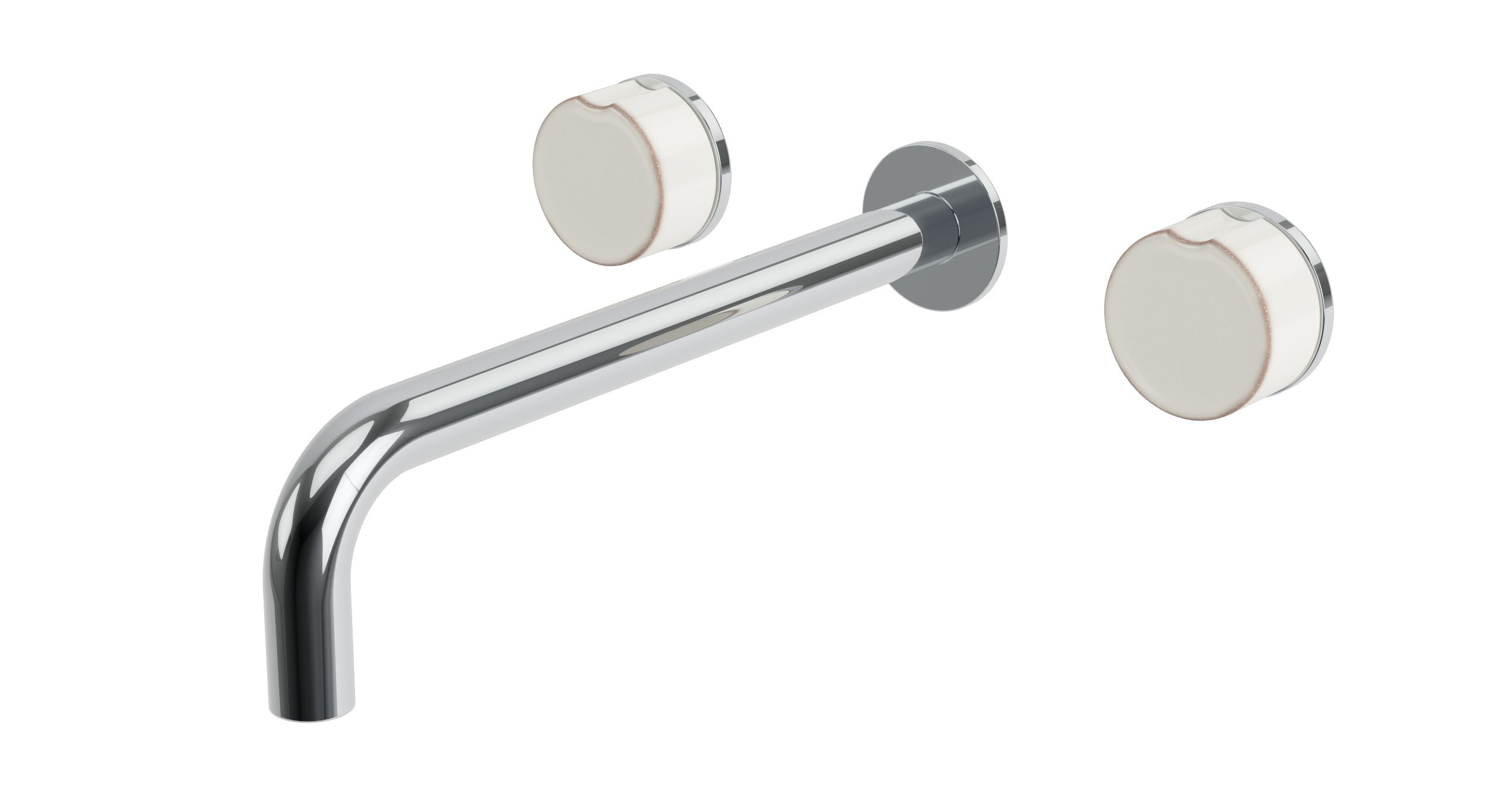 Foundry One Handle Wall Mount 10" Lavatory Faucet with Groove Ceramic Knob Handle in Polished Chrome