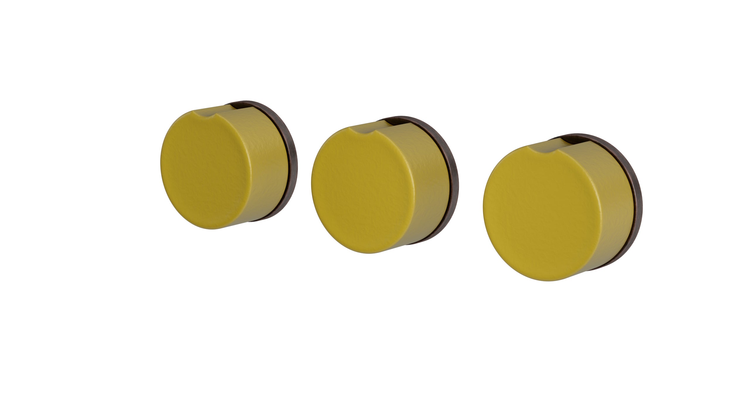 Foundry Three Handle Wall Mount Bath Trim with Diverter/Volume Control and Groove Ceramic Knob Handles in Antique Bronze