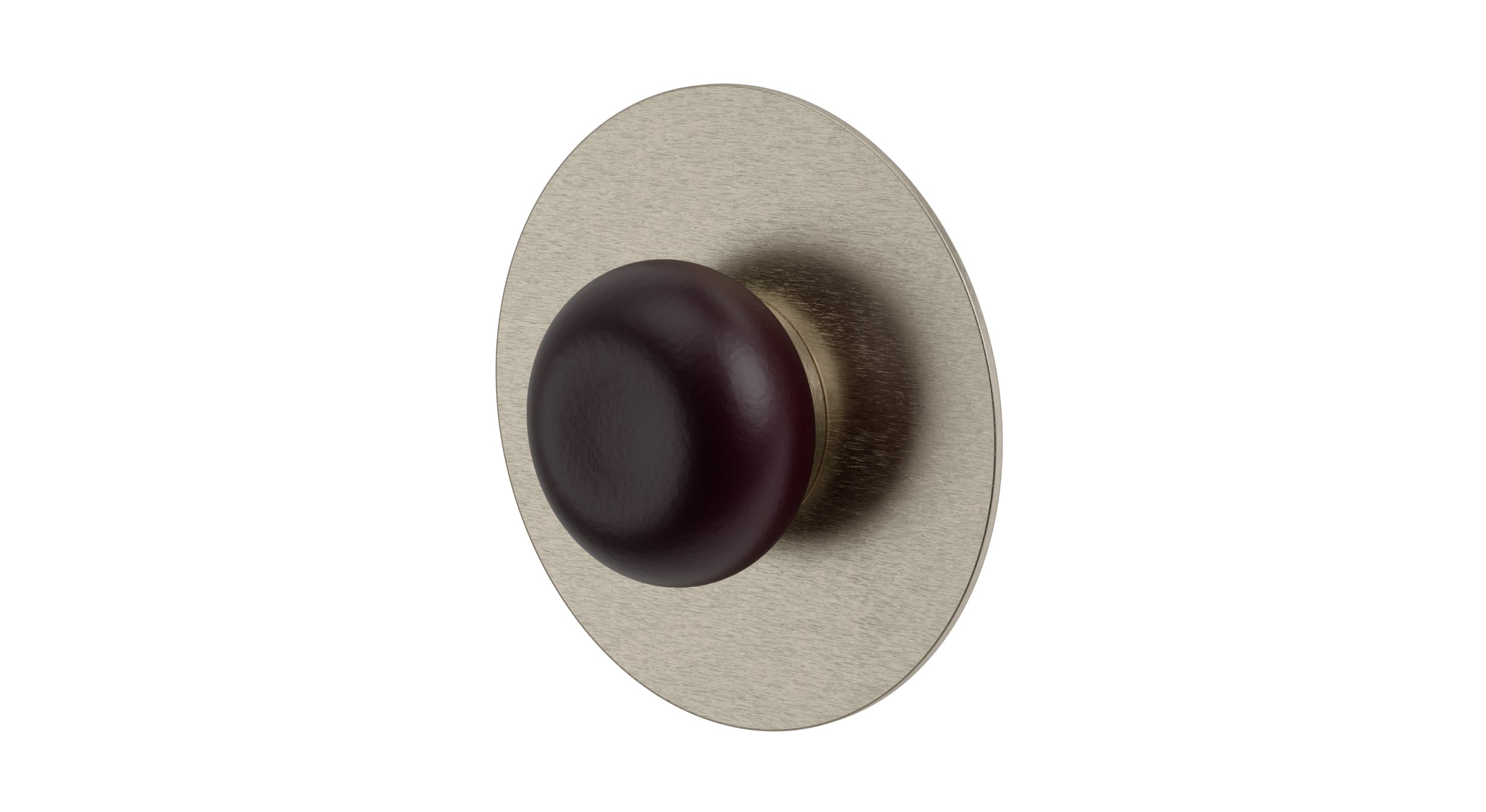 Foundry One Handle Wall Mount Shower Trim with Pebble Ceramic Knob Handle in Satin Nickel